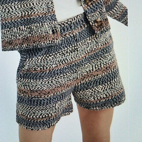 New! Madewell Broadway Stripe Sweater Shorts Size Medium NWT - Picture 1 of 12